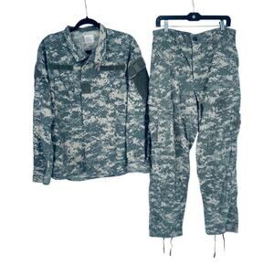 US Army Uniform 2 Pc Digital Camo Pants Zip Field Jacket Shirt Mens Medium Green